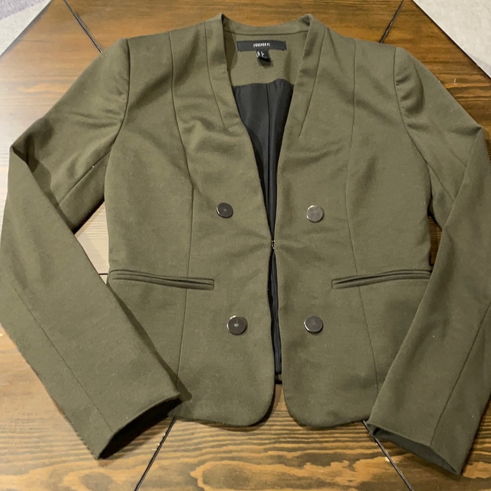 Forever 21 Olive Blazer with button details